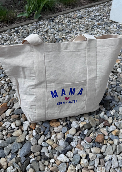 Gepersonaliseerde boodschappentas, strandtas, schoudertas mét bijpassend tasje