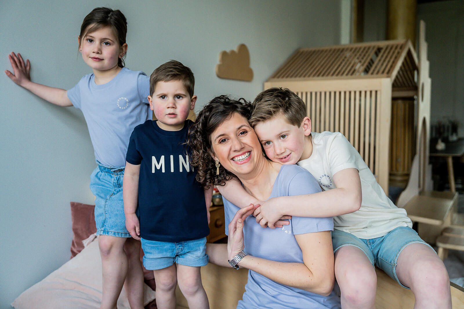 Matchen T-shirt mama en kinderen in biokatoen